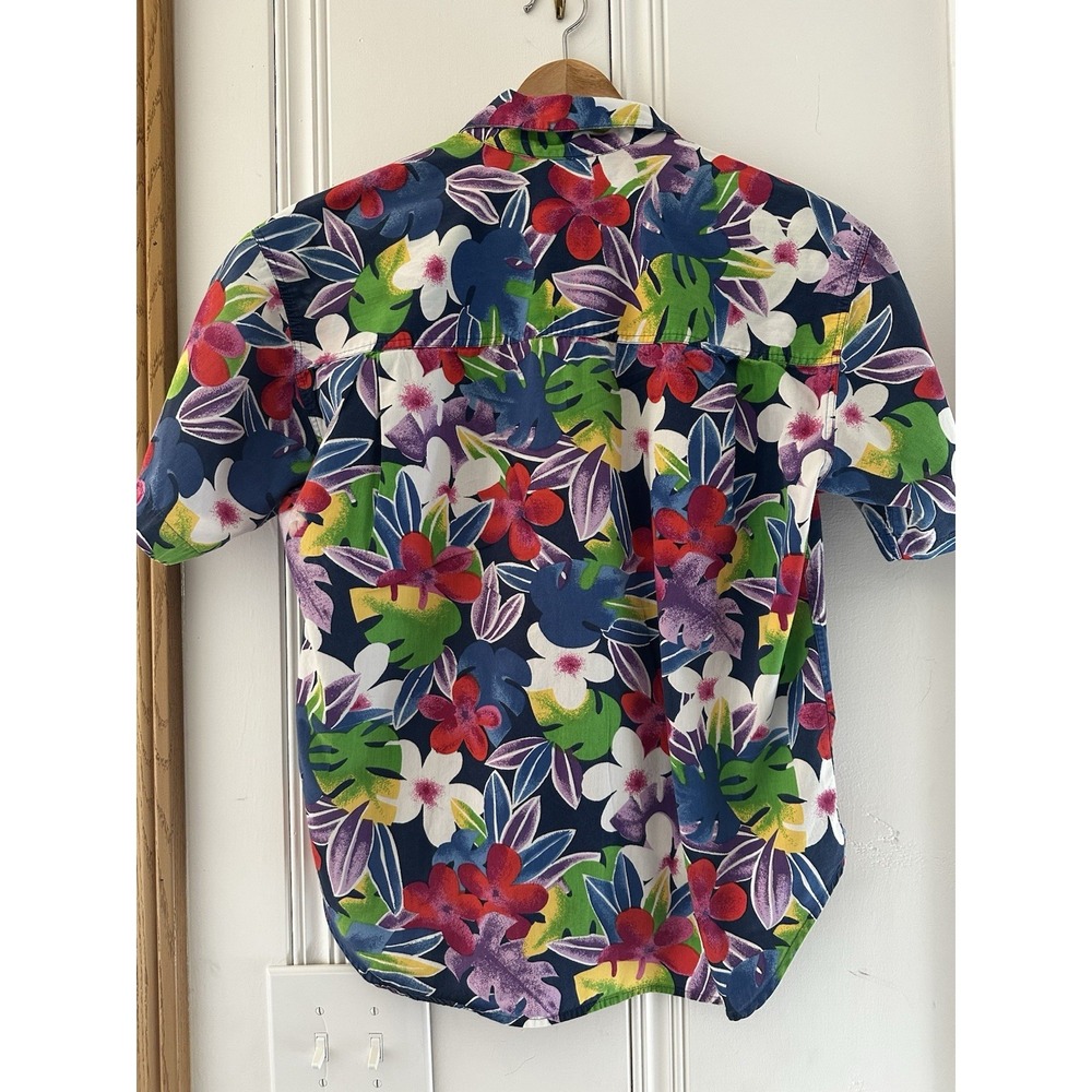 Vintage Hawaiian Shirt Mens Small Tropical Floral Camp Button Up Cotton - Picture 2 of 7